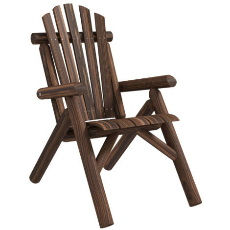 Sedia da giardino Adirondack, sedia in legno con schienale alto e braccioli, realizzata in legno di abete, marrone, 83 x 68 x 101 cm, ideale per giardino e terrazzo