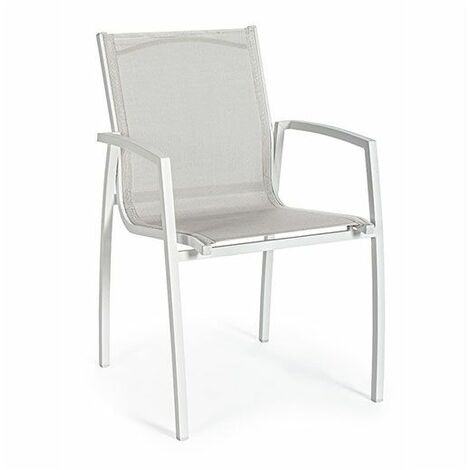 Sedia da Giardino con Braccioli Bizzotto Hilla in Alluminio Colore Bianco Cloud - 0662921 - 6 Pezzi