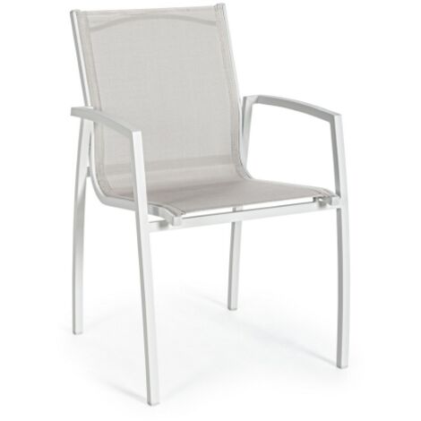 Sedia da Giardino con Braccioli Bizzotto Hilla in Alluminio Colore Bianco Cloud - 0662921