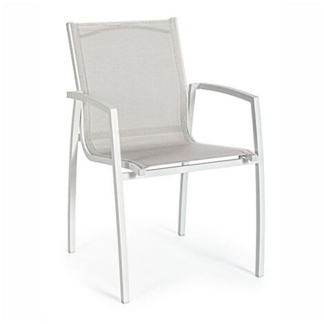 Sedia da Giardino con Braccioli Bizzotto Hilla in Alluminio Colore Bianco Cloud - 0663634