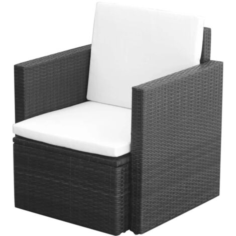 Sedia da Giardino con Cuscini in Polyrattan Nero vidaXL
