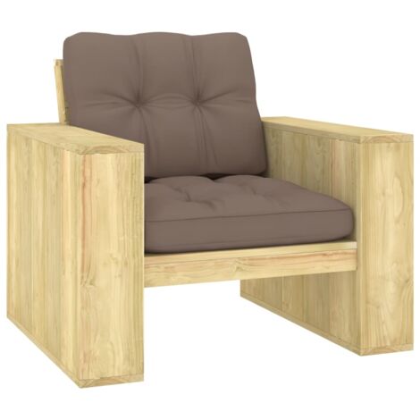 Sedia da Giardino con Cuscini Talpa in Legno Pino Impregnato vidaXL