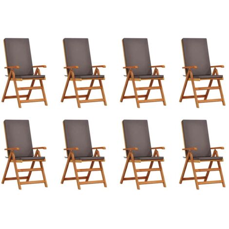 Sedia da Giardino con cuscino 8 pcs Marrone 57 x 71.5 x 104cm vidaXL