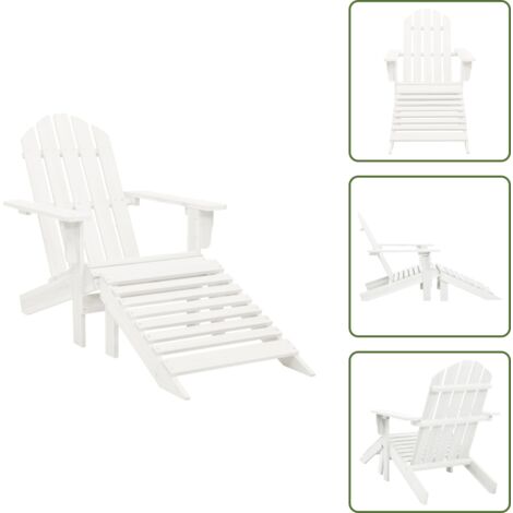 Sedia da giardino con ottomana - vidaXL Sedia da Giardino con Poggiagambe in Legno Bianco - Sedia da esterno