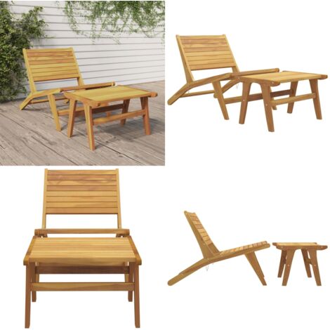 Sedia da Giardino con Poggiapiedi in Legno Massello di Teak - Sedia da patio - Poggiapiedi in legno