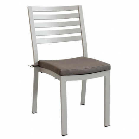 Sedia da Giardino Formentera con Cuscino 46x62x84 h cm in Alluminio Tortora