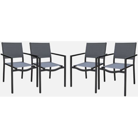 Sedia da giardino impilabile in alluminio, set di 4