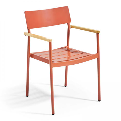 Sedia da giardino in alluminio e legno terracotta