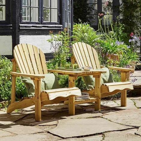 Sedia da giardino in legno RELAX - Doppia seduta con tavolino - spessore 30 mm