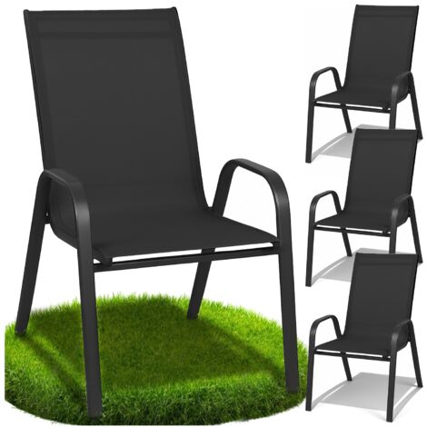 Sedia da giardino in metallo nero, terrazza, balcone, poltrona, terrazza, resistente, 4 pezzi.