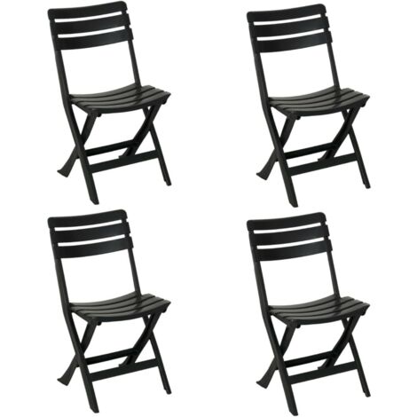 Sedia da giardino in plastica pieghevole, Pratik, Set da 4 pz sedie per esterno Tomaino - Antracite