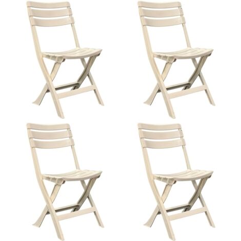 Sedia da giardino in plastica pieghevole, Pratik, Set da 4 pz sedie per esterno Tomaino, Bianco