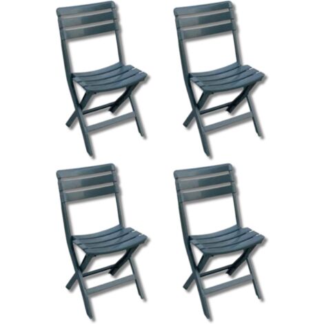 Sedia da giardino in plastica pieghevole, Pratik, Set da 4 pz sedie per esterno Tomaino, Verde