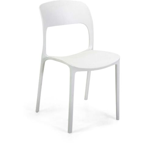 Sedia Da Giardino In Polipropilene Bianco Risto 47X52X H83 Cm