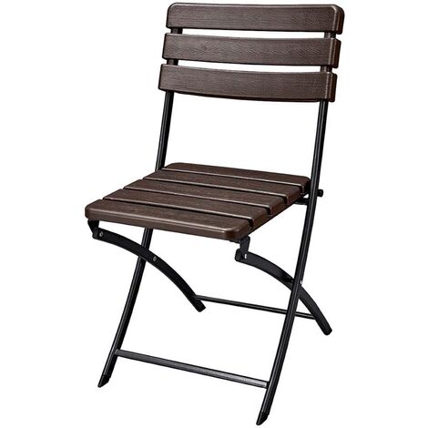 Sedia da giardino pieghevole in resina effetto legno, 44x47,5xh.88 cm, marrone