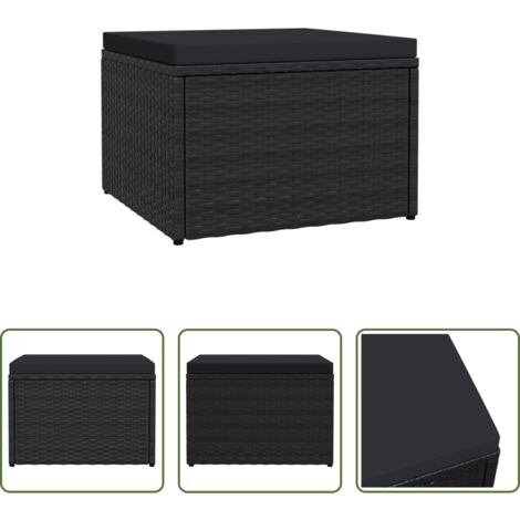Sedia da giardino -  Poggiapiedi da Giardino con Cuscini Nero in Polyrattan