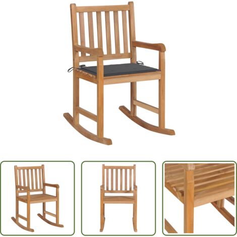 Sedia da giardino -  Sedia a Dondolo con Cuscino Antracite in Legno di Teak