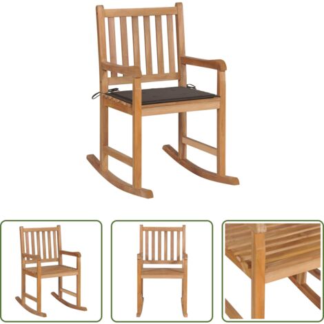 Sedia da giardino -  Sedia a Dondolo con Cuscino Talpa in Legno di Teak