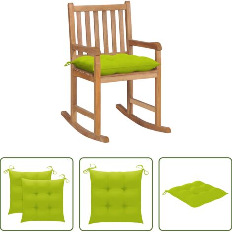 Sedia da giardino -  Sedia a Dondolo con Cuscino Verde Brillante in Legno di Teak