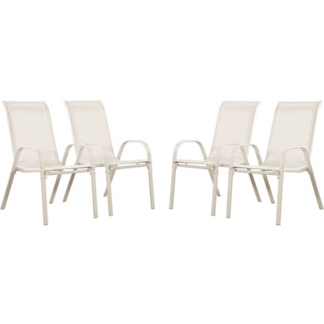 Sedia da giardino textilene "Cordoba" -Phoenix-Ecru- Set di 4
