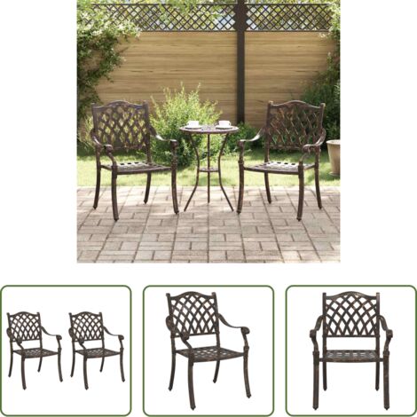 Sedia da giardino vintage -  Sedia da Giardino 2 pcs Bronzo 56 x 55 x 92.5cm Alluminio