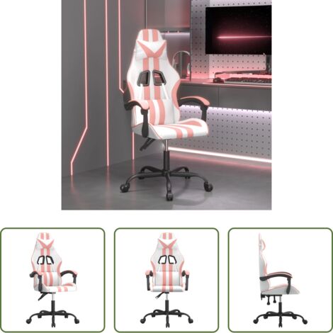 Sedia da gioco - Sedia da Gaming Bianco e Rosa in Similpelle