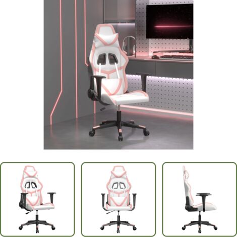 Sedia da gioco - Sedia da Gaming Bianco e Rosa in Similpelle