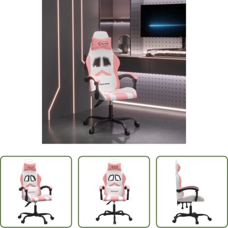 Sedia da gioco -  Sedia da Gaming Bianco e Rosa in Similpelle