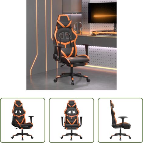 Sedia da gioco -  Sedia da Gaming con Poggiapiedi Nero e Arancione in Similpelle