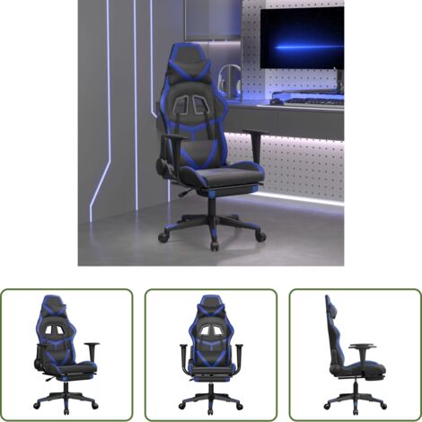 Sedia da gioco -  Sedia da Gaming con Poggiapiedi Nero e Blu in Similpelle