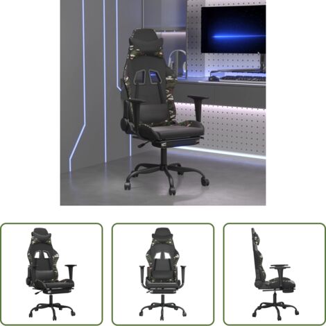Sedia da gioco -  Sedia da Gaming con Poggiapiedi Nero e Mimetico in Similpelle