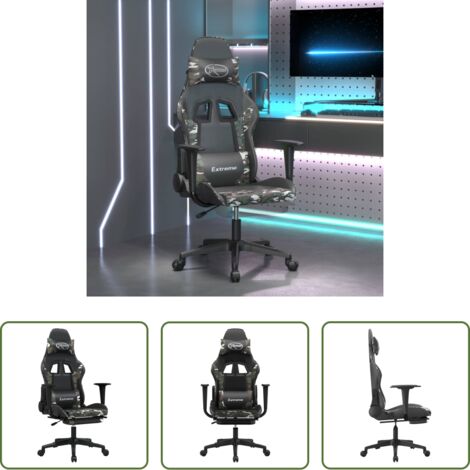 Sedia da gioco -  Sedia da Gaming con Poggiapiedi Nero e Mimetico in Similpelle