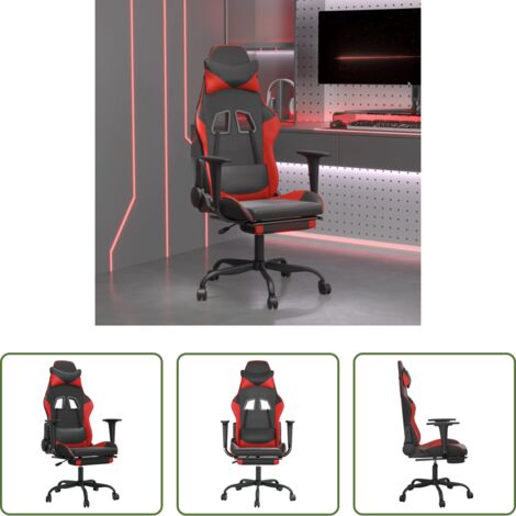Sedia da gioco -  Sedia da Gaming con Poggiapiedi Nero e Rosso in Similpelle