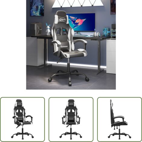 Sedia da gioco -  Sedia da Gaming Nero e Bianco in Similpelle