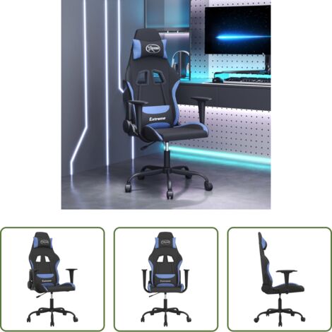 Sedia da gioco -  Sedia da Gaming Nero e Blu in Tessuto