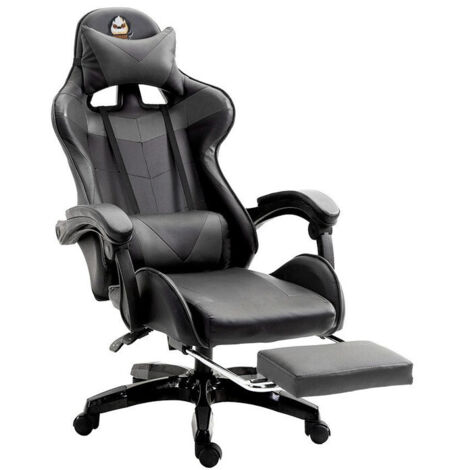 Sedia da gioco, sedia da ufficio regolabile in altezza con funzione di inclinazione regolabile, con orecchie di gatto e poggiatesta con supporto lombare e poggiapiedi