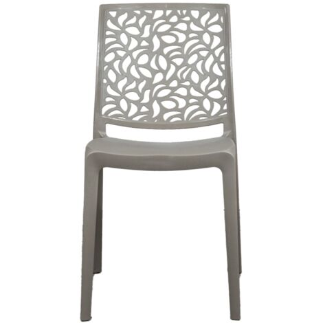 sedia da interno "london" monoblocco in resina color taupe, 44x56x83,5 cm