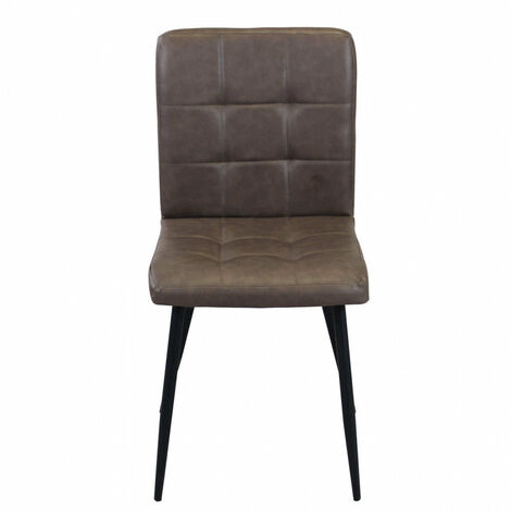 Sedia da interno sala da pranzo con struttura in metallo e seduta larga rivestita in ecopelle Ginter -  Brown