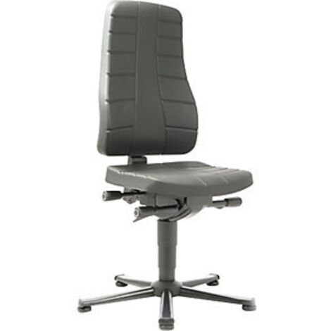 Sedia da lavoro Highline con rotelle a terra, schiuma integrale, nero, altezza regolabile 450-600 mm