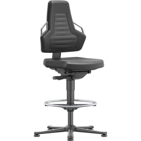 Sedia da lavoro Nexxit con rotelle, anello per i piedi, colore della presa grigio, schiuma integrale