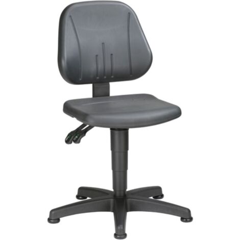 Sedia da lavoro Unitec con rotelle, base in plastica, schiuma integrale, nero, altezza regolabile 440-620mm