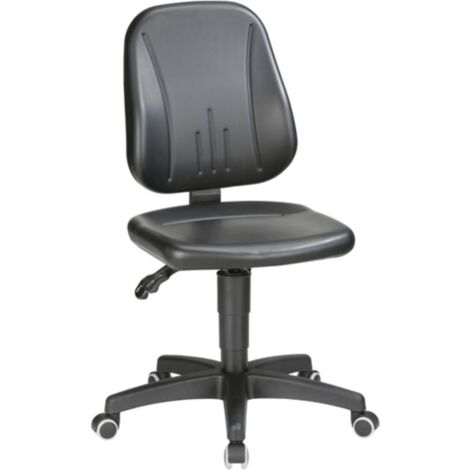 Sedia da lavoro Unitec con ruote, rivestimento in ecopelle, nero, altezza regolabile 440-620mm