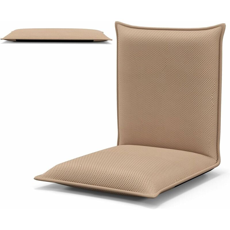 Sedia da Pavimento Poltrona da Terra, Sedia Reclinabile Imbottita, per Salotto Camera da Letto e Studio (Beige) - Costway