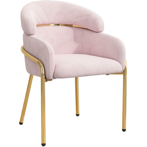 Sedia da Pranzo 56.9x54.5x79 cm in Velluto Imbottito, Supporto Stabile, Rosa, per Soggiorno e Camera da Pranzo