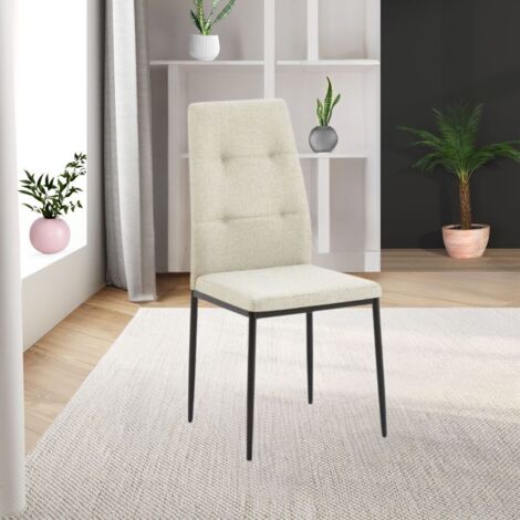Sedia da pranzo Adara in tessuto beige