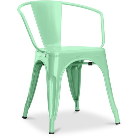 Sedia da pranzo con braccioli - Acciaio - Nuova edizione - Stylix Menta