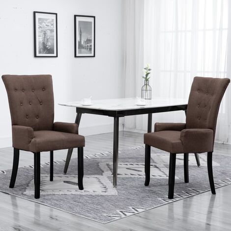Sedia da Pranzo con Braccioli Marrone in Tessuto vidaXL 568667