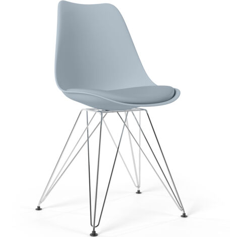 Sedia da Pranzo con Cuscino - Design Scandinavo e Gambe in Metallo Nero - Skögur Grigio chiaro - Metallo, Polipropilene