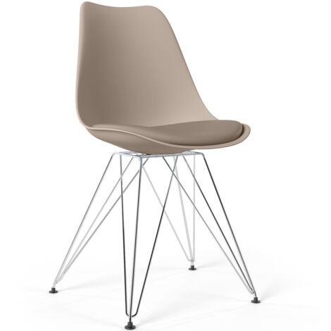 Sedia da Pranzo con Cuscino - Design Scandinavo e Gambe in Metallo Nero - Skögur Talpa - Metallo, Polipropilene