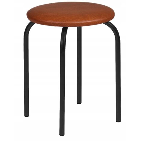 Sedia da pranzo con gambe in metallo nero, sgabello classico, colore MARRONE CHIARO